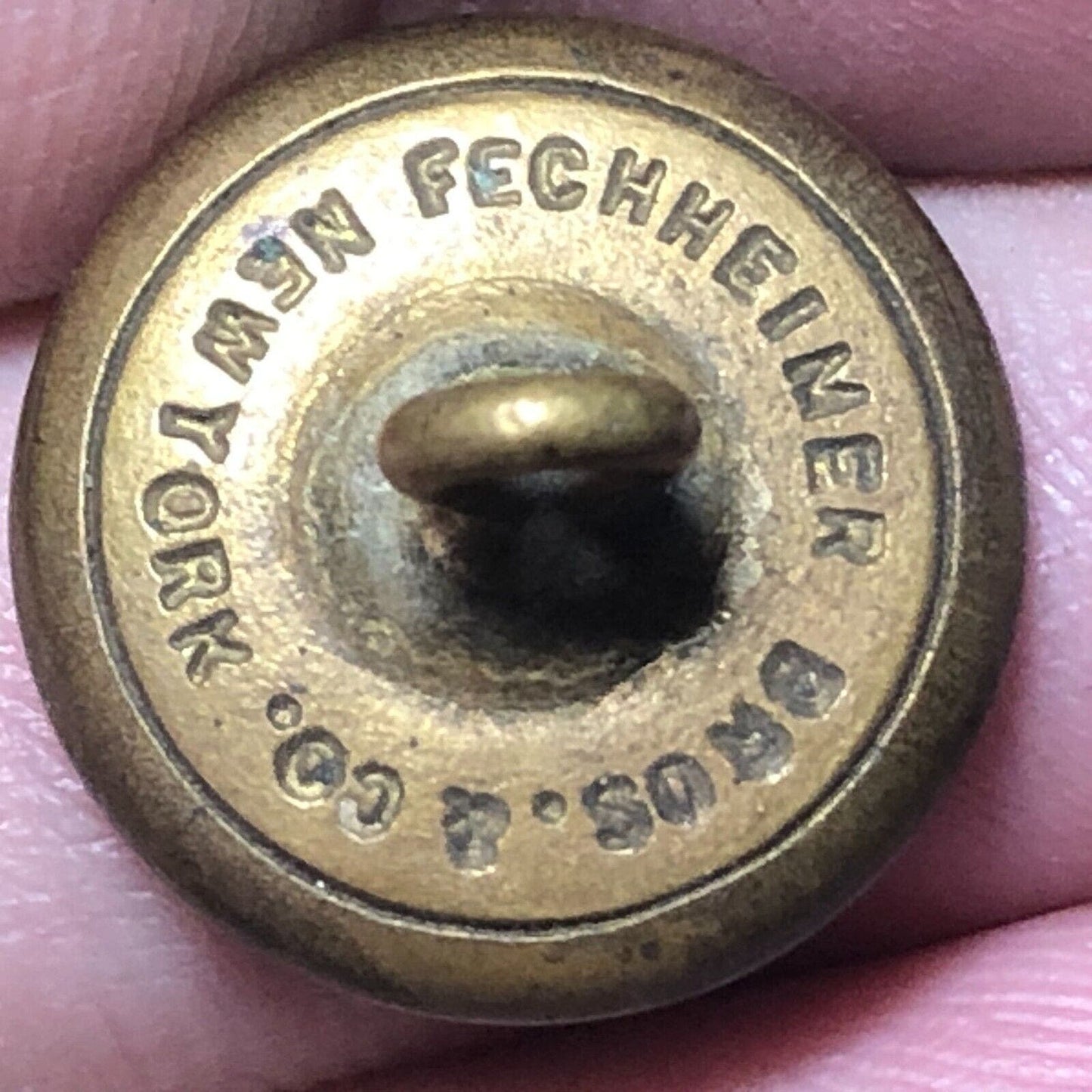 International Railway Company IRC Brass Uniform Button 1/2" Fechmeimer Bros
