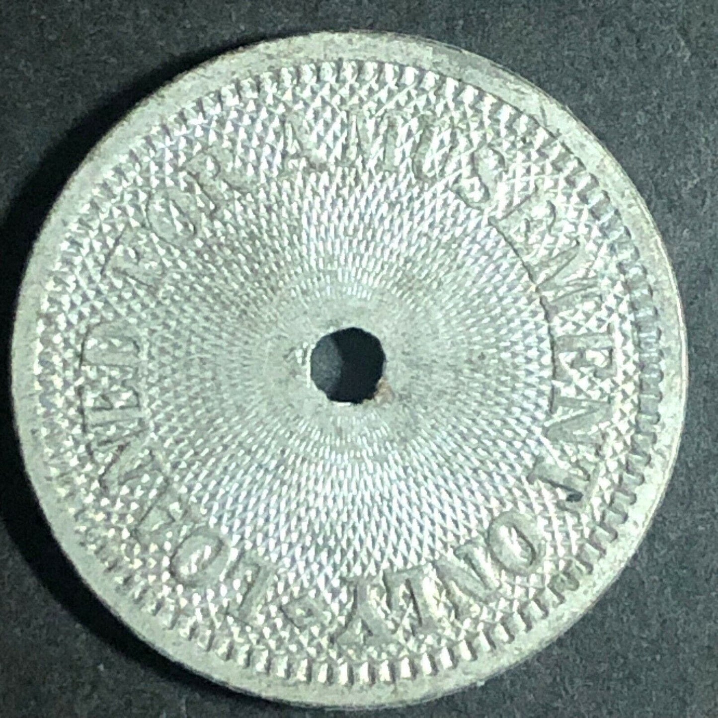Vintage 21mm Plated Brass "Sportsman Vender Spiral Pattern Token