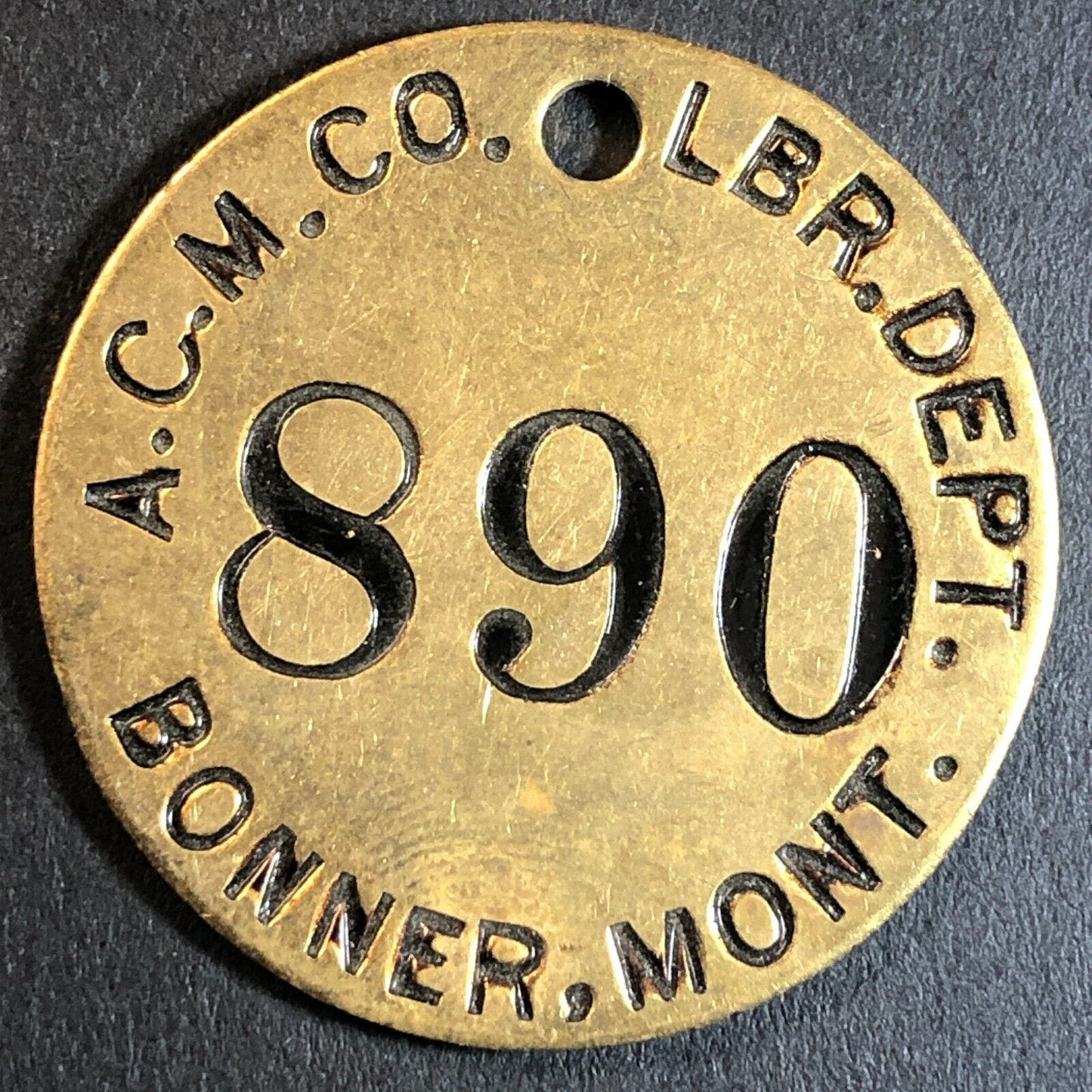 Anaconda Copper Mining Co. Bonner, MT Saw Mill Brass Tool Check Tag 32.5mm #890