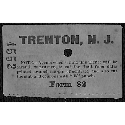 New York & Long Branch Railroad 1897 Trenton, NJ / North Asbury Park #4552