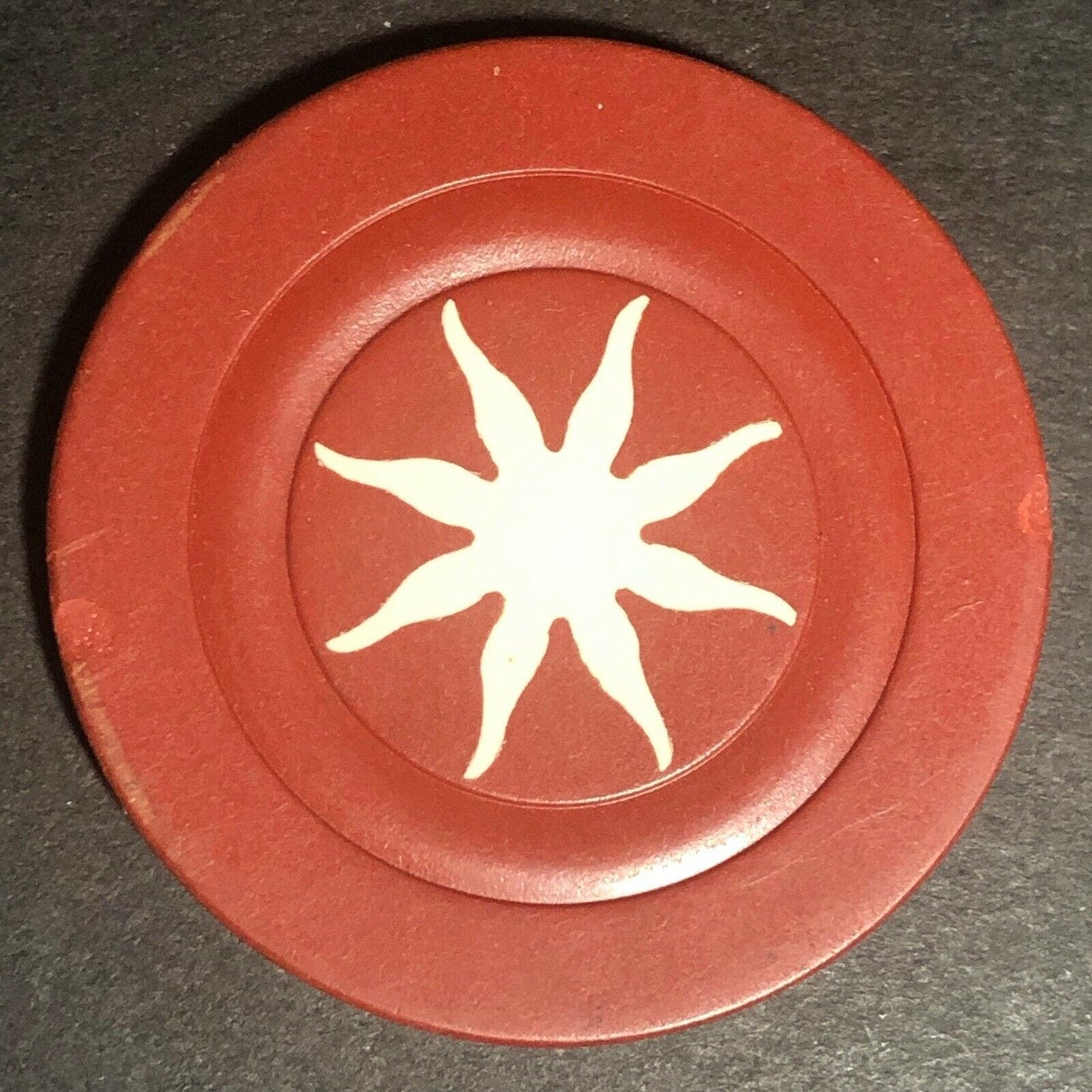 Vintage Monarch Sunburst Red Clay Poker Chip - Eisenstadt Collection