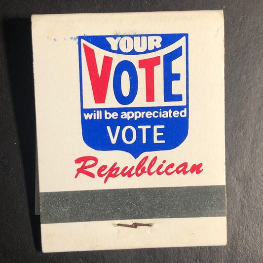 "Vote Republican" Chuck Whaley La Crosse, WI Full Matchbook c1974