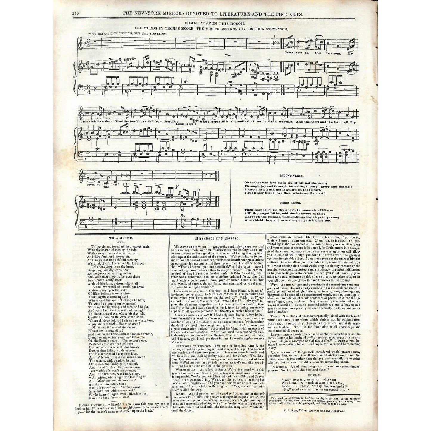 New-York Mirror Weekly Journal Literature Fine Arts Newspaper 12/29/1838