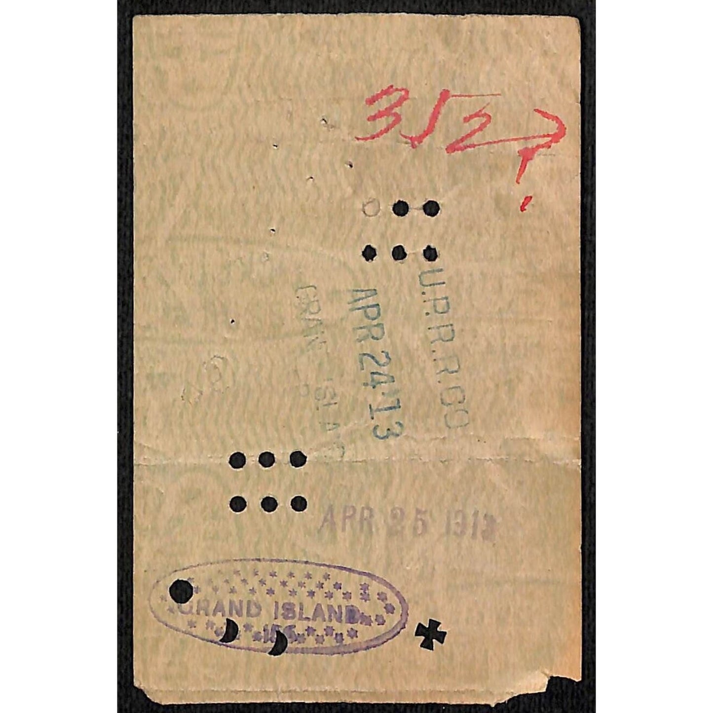 1913 Union Pacific Railroad Ticket Missouri River Chicago Lines Council #2252