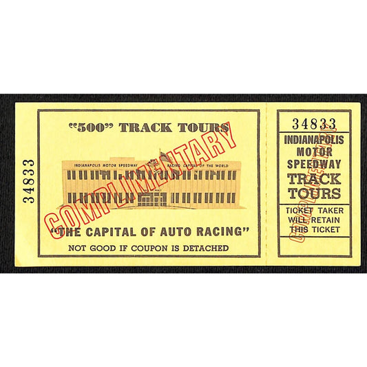 Indianapolis Motor Speedway Hall of Fame Museum Track Tour Ticket INDY 500 c1980