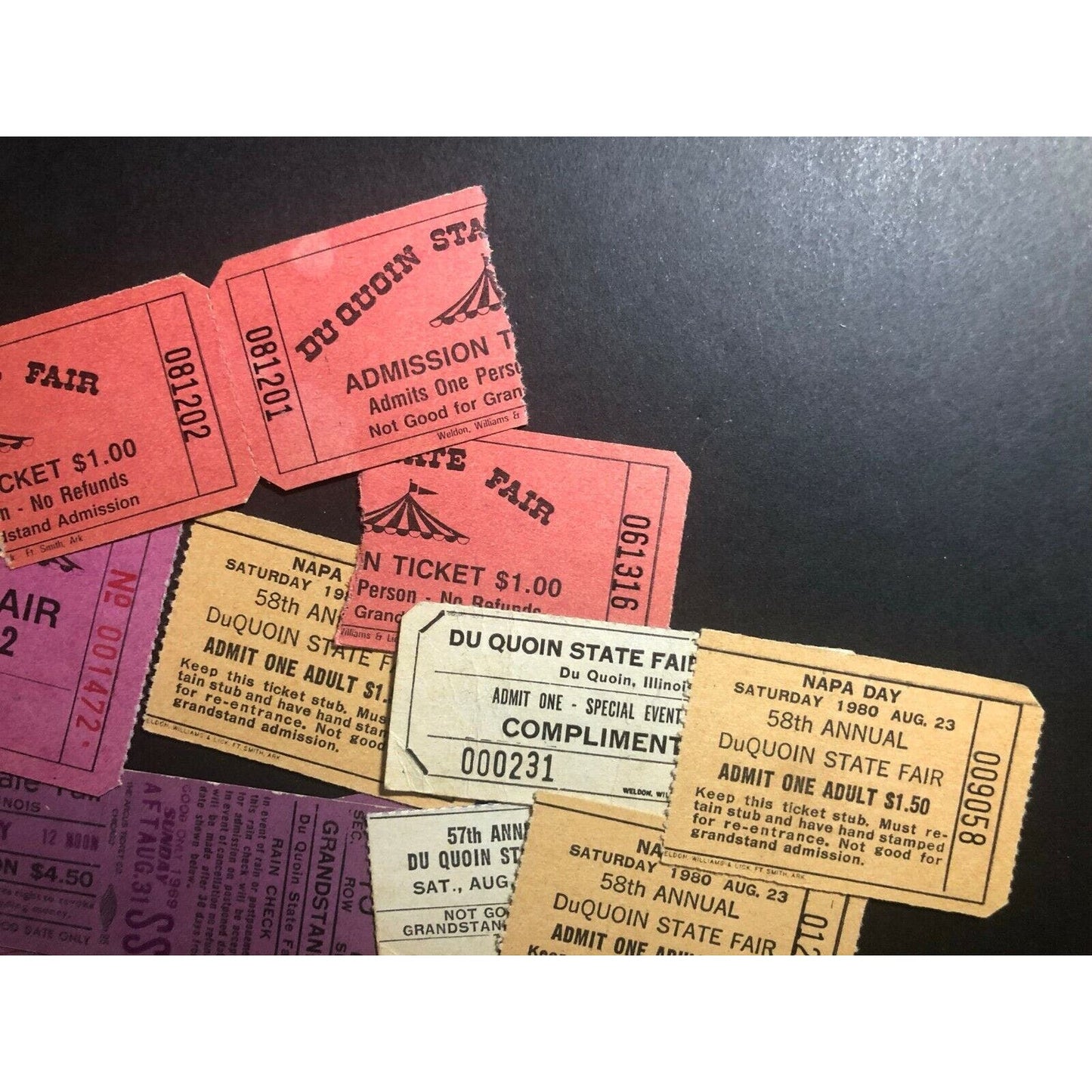 Du Quoin State Fair Ticket Stubs Group of 22 1979-80 incl.1ea Unused 69' 70'