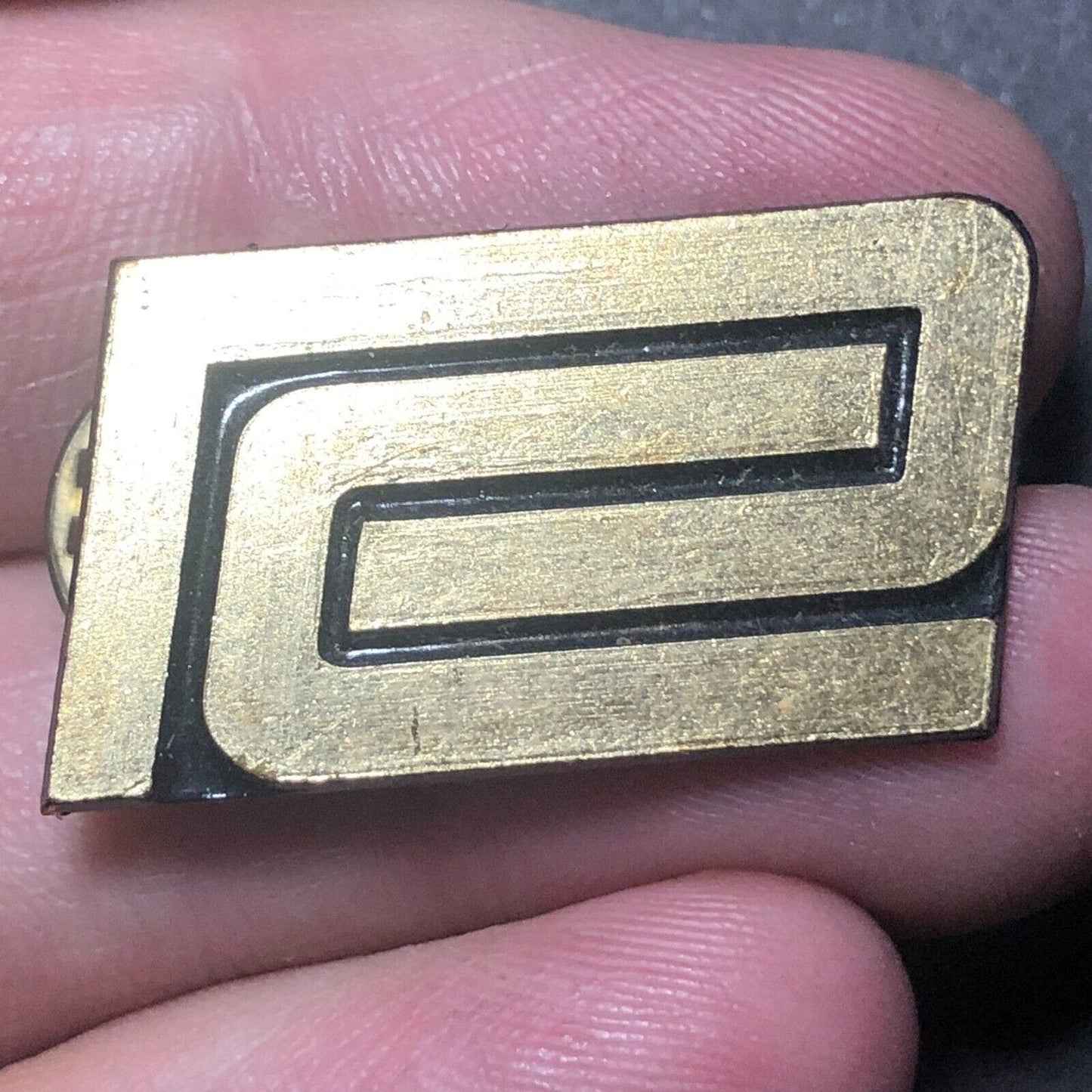 Penn Central Railroad Brasstone Uniform Hat Lapel Pin Button - 1/2" x 1"
