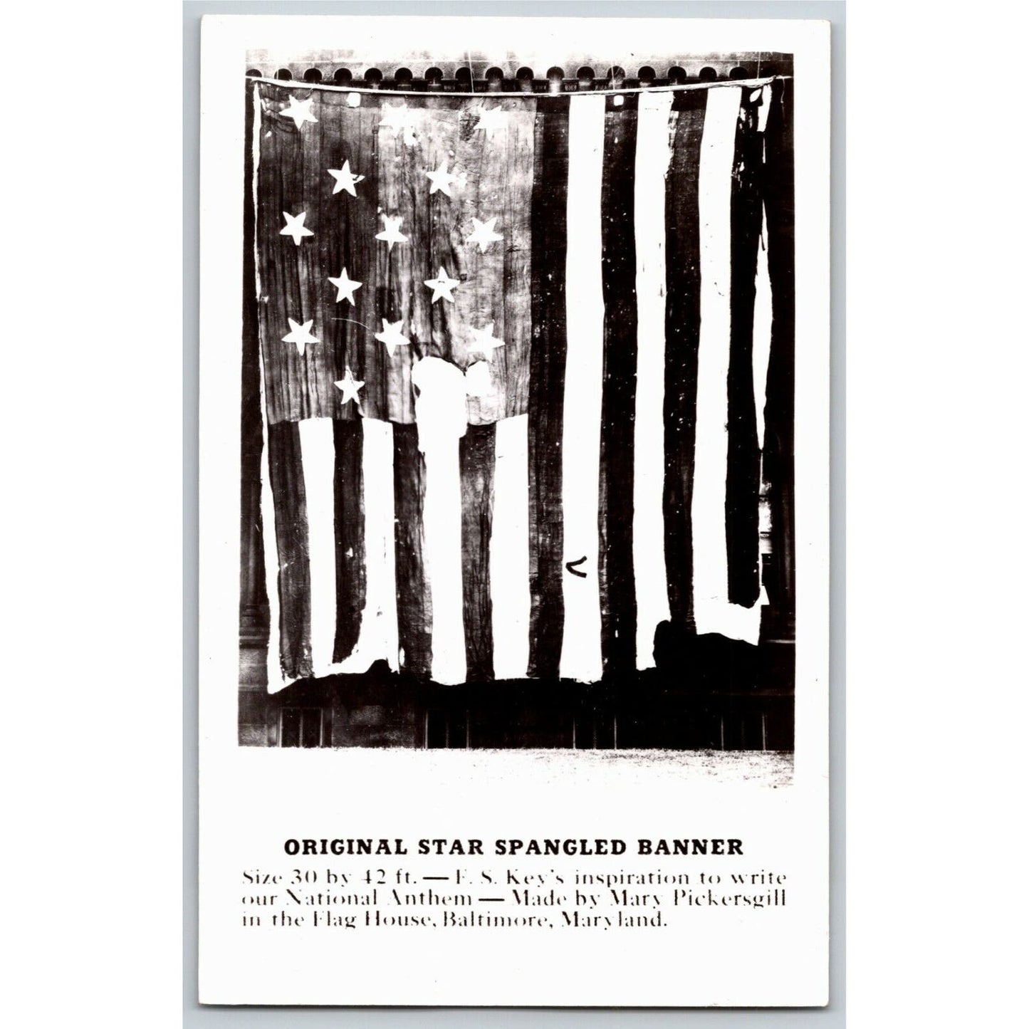 Vintage US Flag RPPC Patriotic Postcard "Original Star Spangled Banner" Unposted