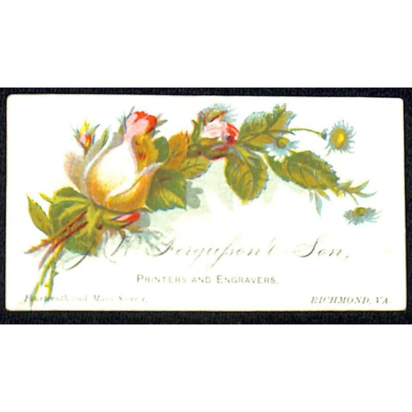 Fergulson & Son Printers and Engravers Richmond, VA Small Victorian Trade Card