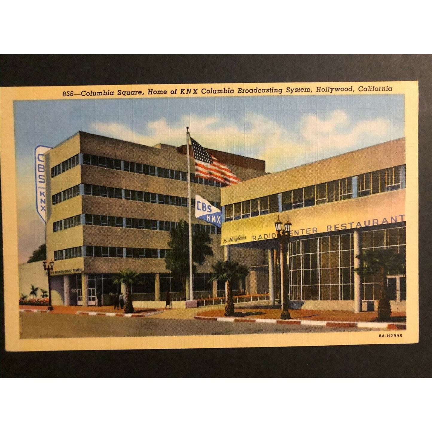 Vintage Linen Postcard - KNX CBS Columbia Square - Hollywood, CA