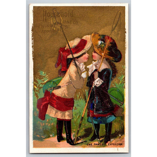 Girls Butterfly Nets "Une Fameuse Expedition" Victorian Trade Card