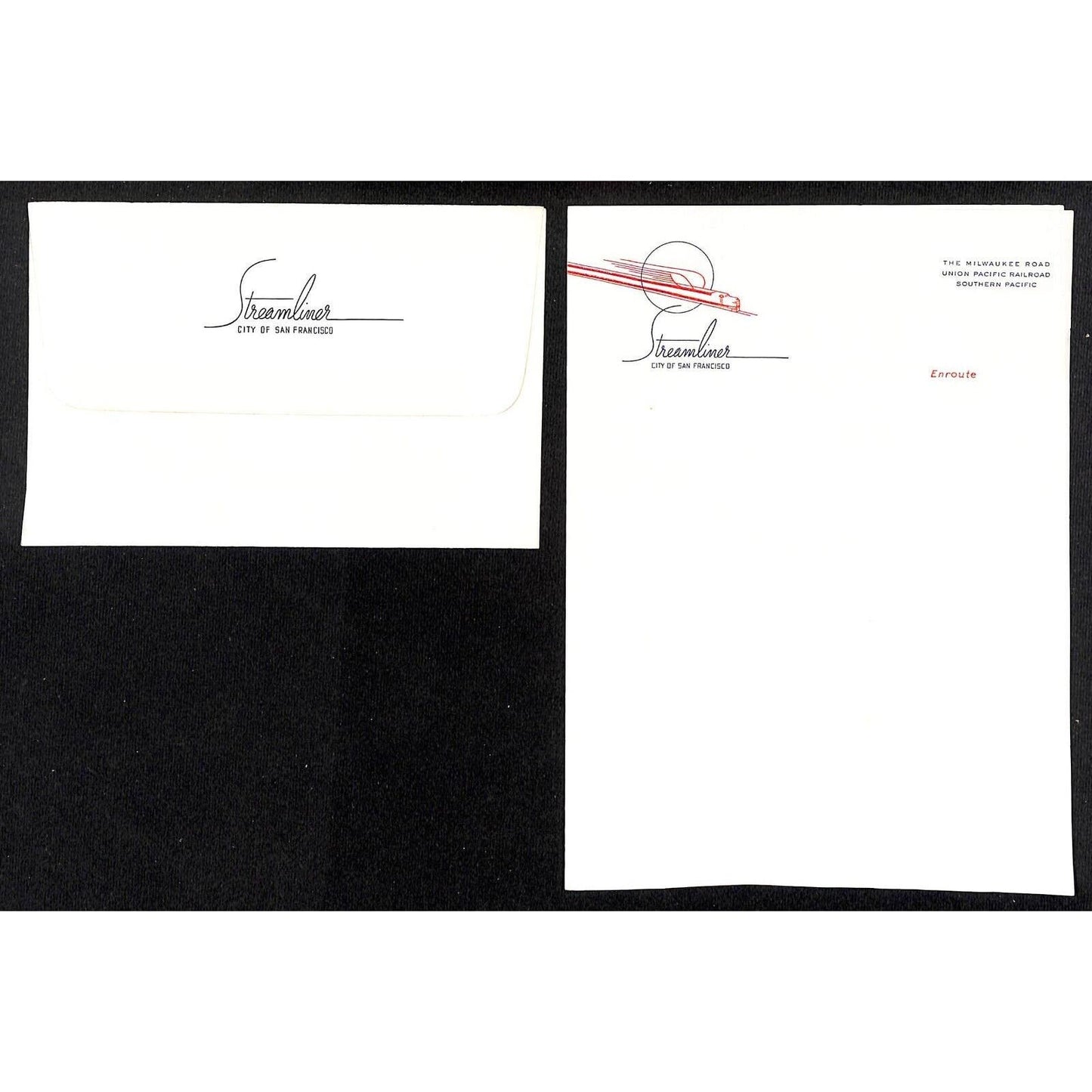 "Streamliner City of San Francisco" Unused Railroad Stationary Envelope & Sheet