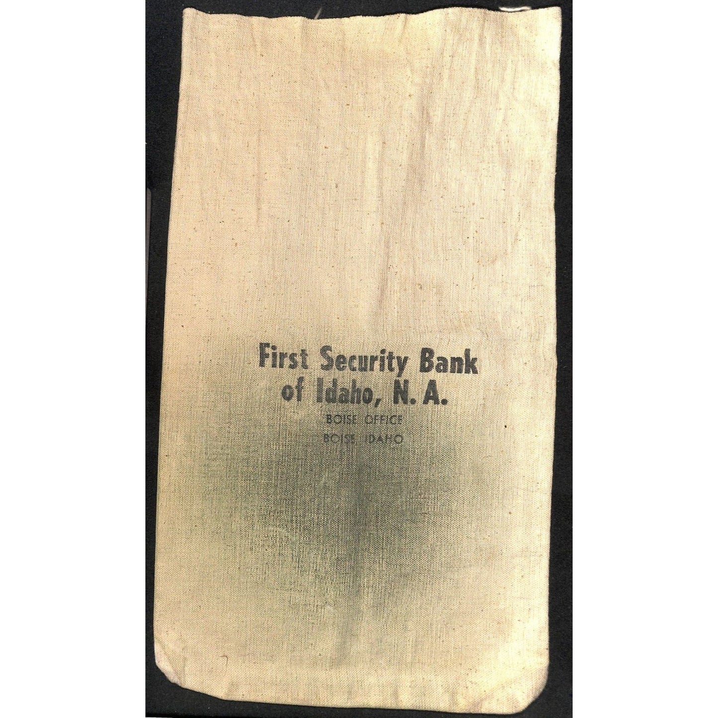 Boise, Idaho First Security Bank of Idaho, N.A. Sturdy Cotton Coin Bag VGC