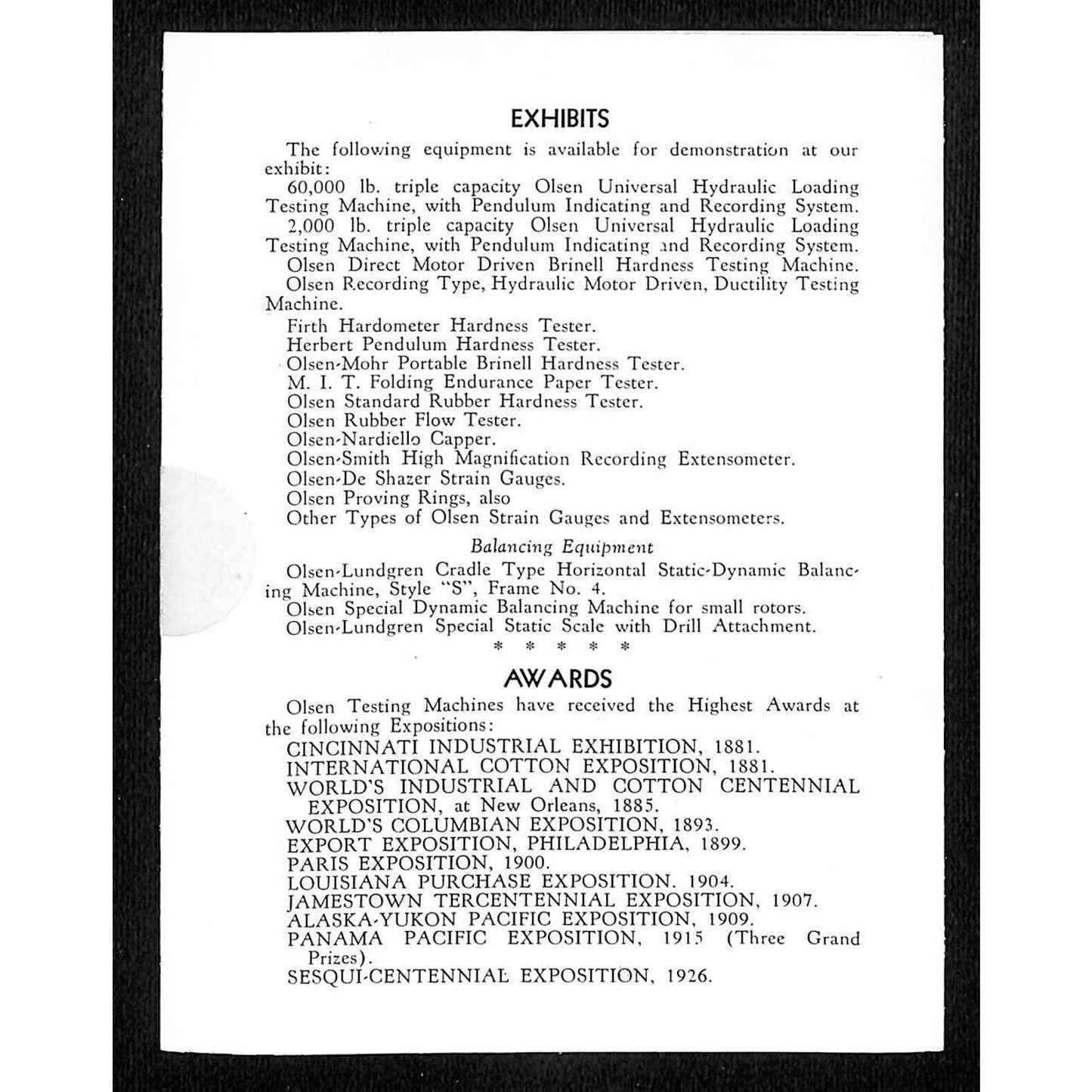Tinus Olsen Testing Machine Brochure (Sealed) 1933 Chicago World's Fair VGC