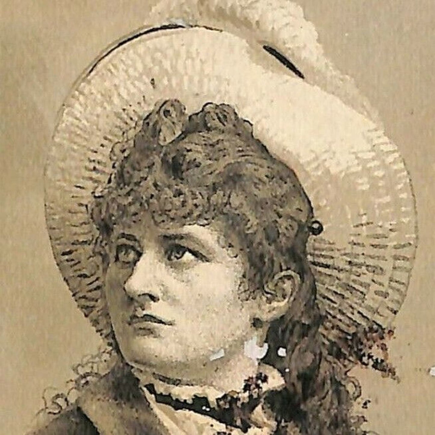 c1880's-90's Victorian Trade Card Mary Anderson - Face Powder R.M. Hunter Phila.