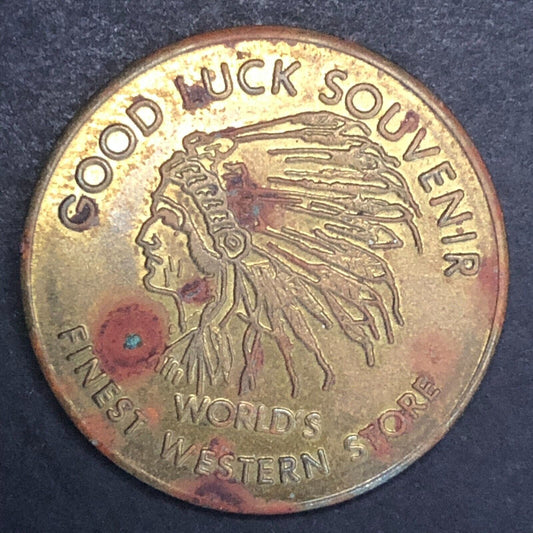 Buffalo Ranch Oklahoma Good Luck Souvenir Trade Token Brass 28mm