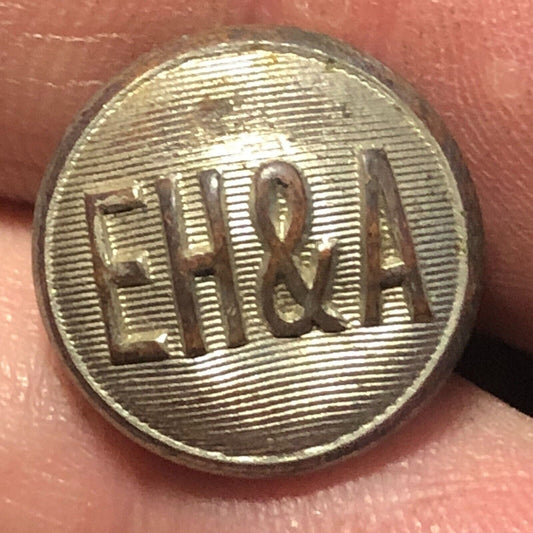 EH&A Railroad Uniform Button Brass 1/2" Convex New Haven Car Regist. Dent