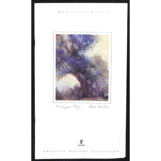 2004 American Airlines First Class Lunch Wine Menu w/ Anne Von Ehr Michigan Sky