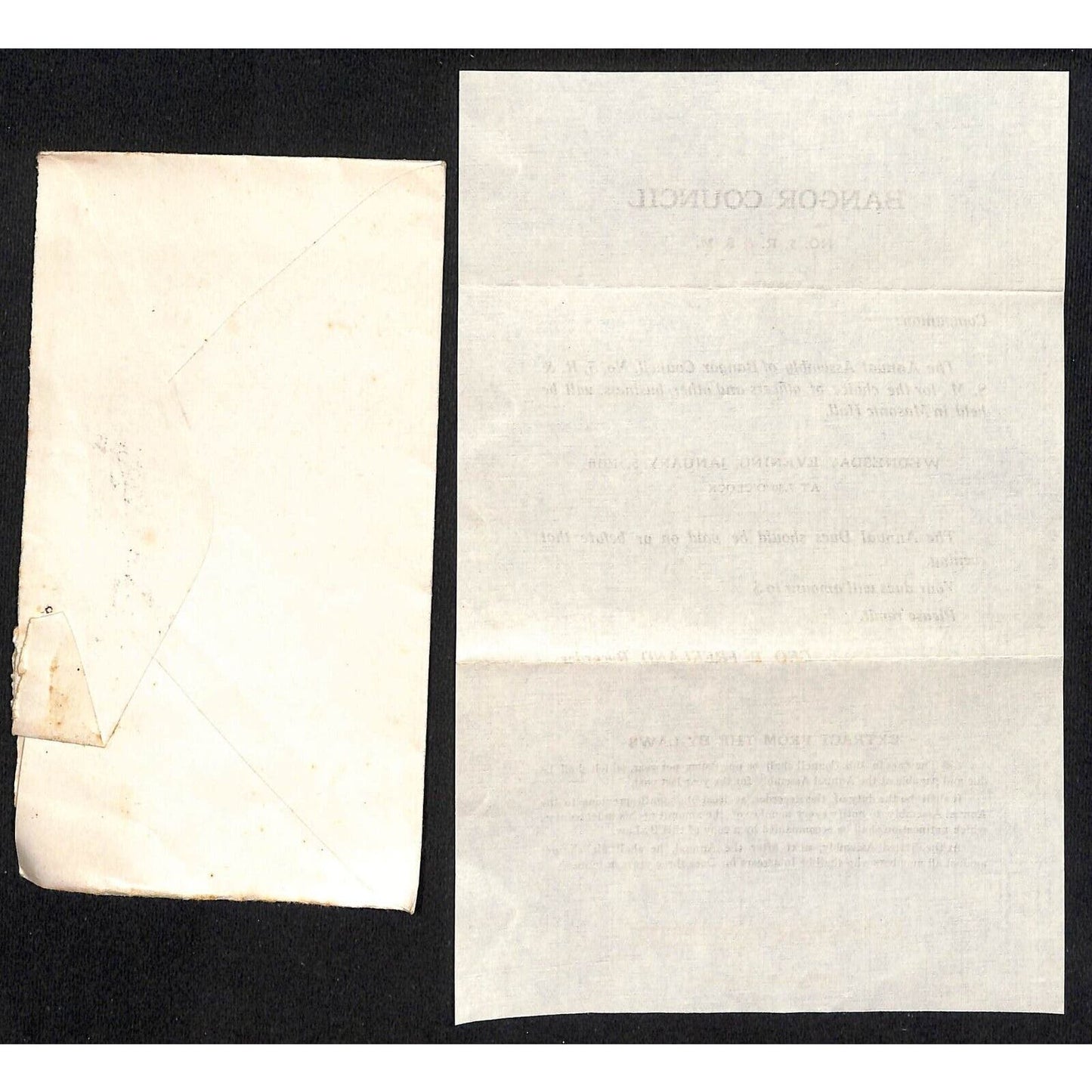 Hampden Highlands, ME Amos W. Knowlton* 1915 Bangor Knight's Templar Dues Notice