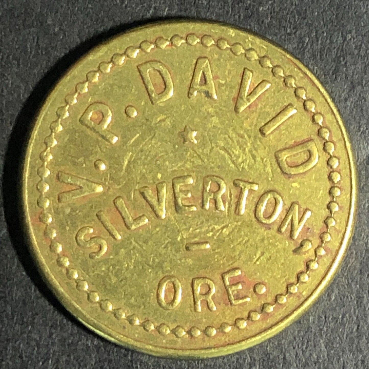 V.P. David Silverton, ORE Brass Amusement Trade Token 22.25mm c1940's