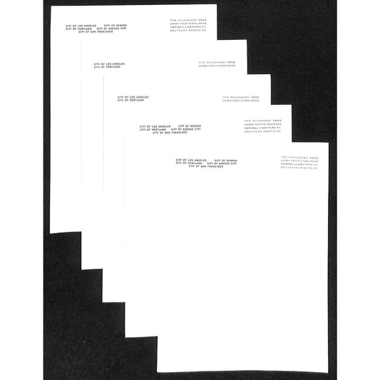 Group of 5 Unused Railroad (Domeliner) Stationary Sheets