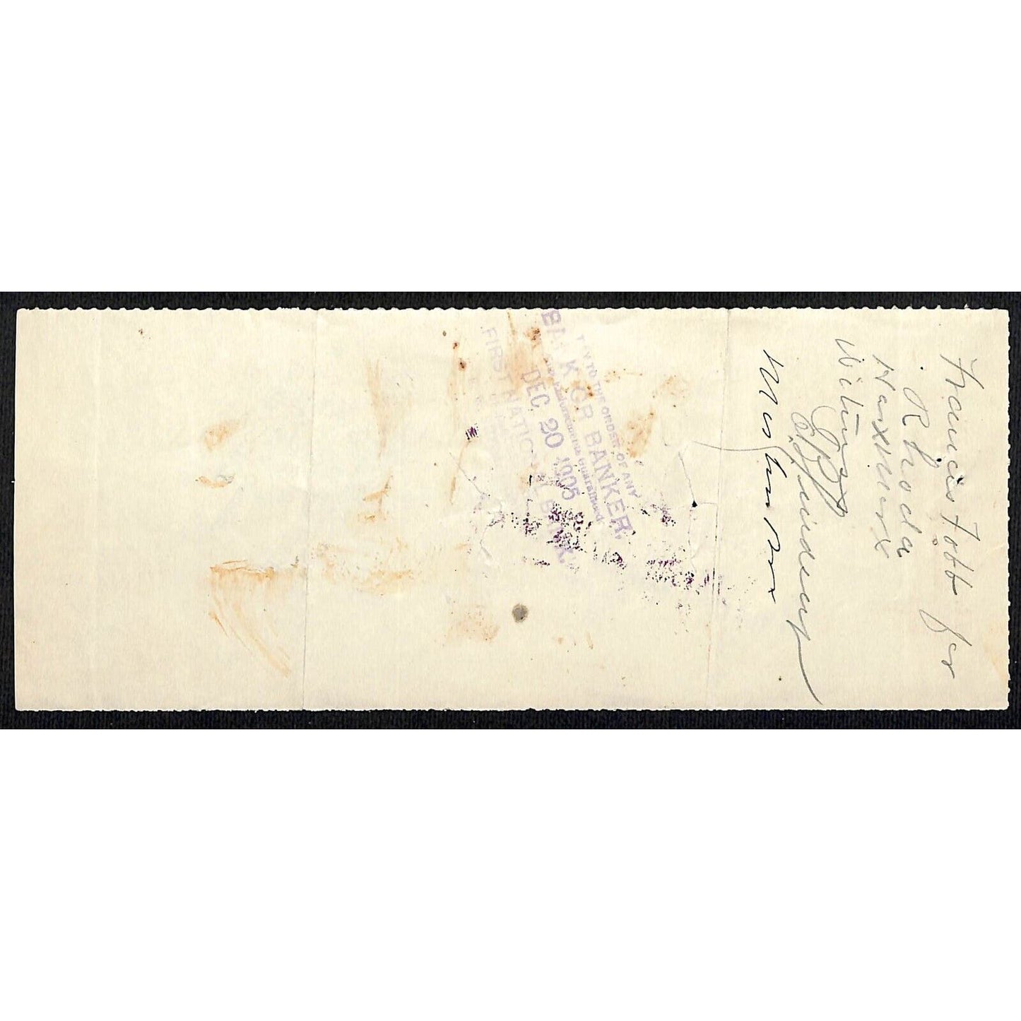 Duncan, OK Indian Territory 1905 R.M. Gamblin Real Estate FNB Bank Check Scarce