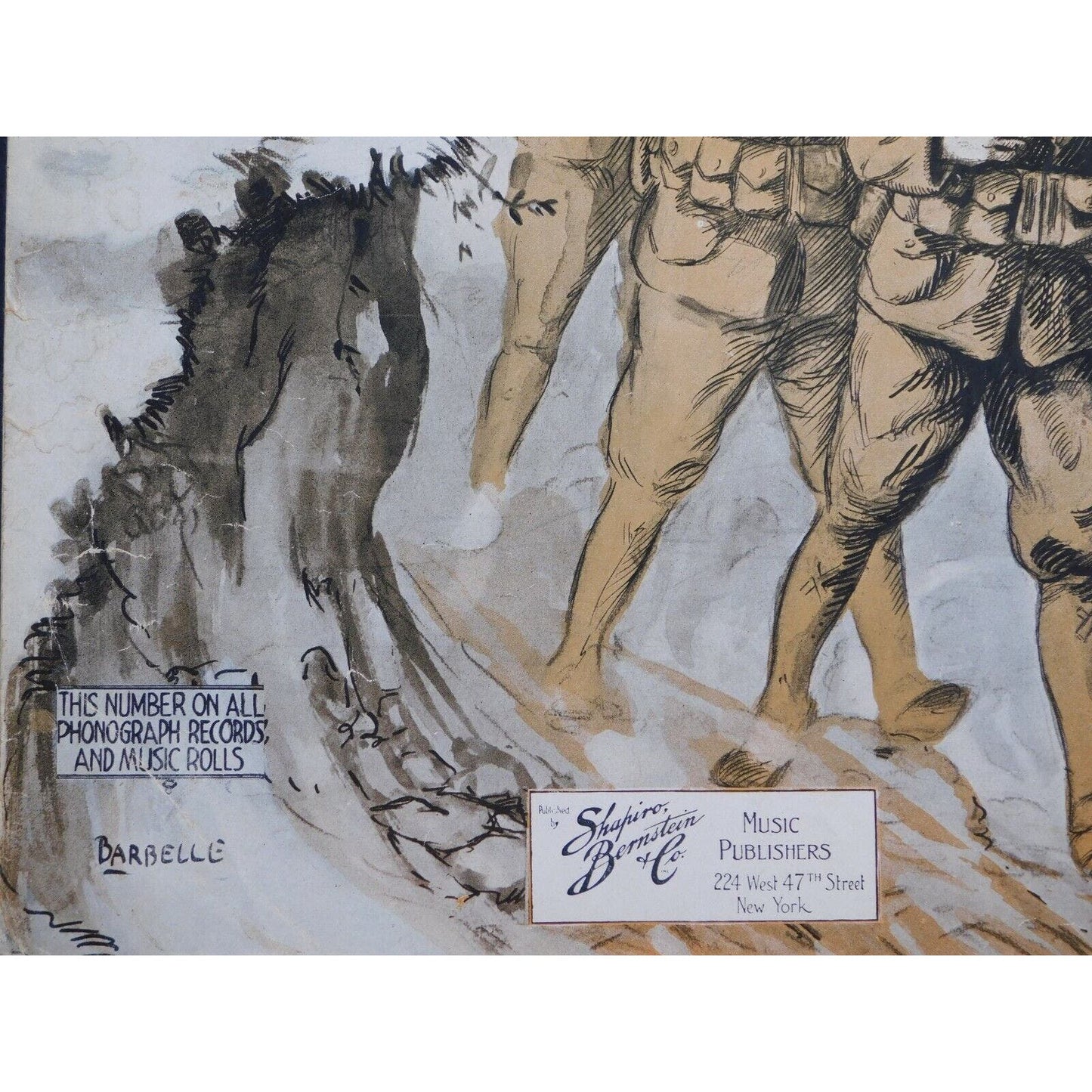 WWI Sheet Music - "Down The Trail Of The Old Dirt Road" Marching Soldiers