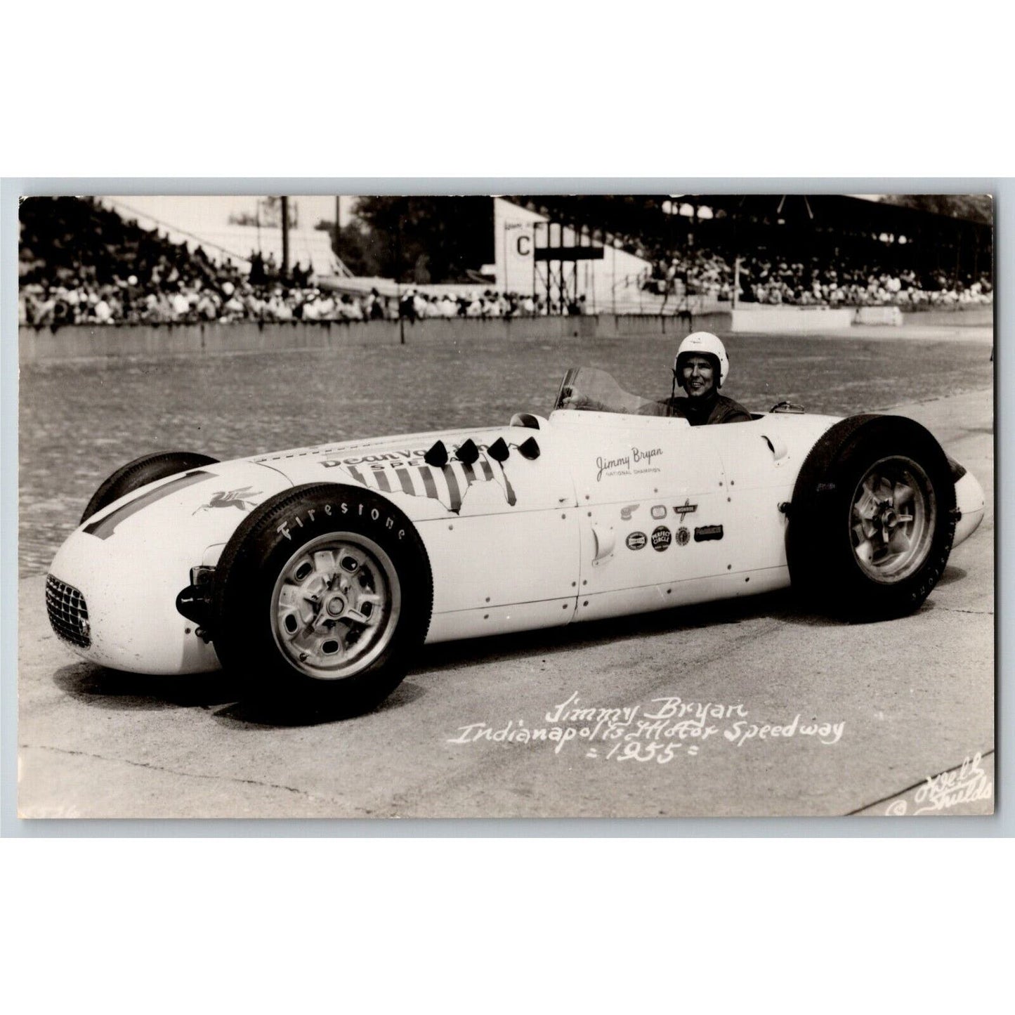 Indy 500 RPPC Postcard "1955 Jimmy Bryan" Official Race Photo Unposted VGC