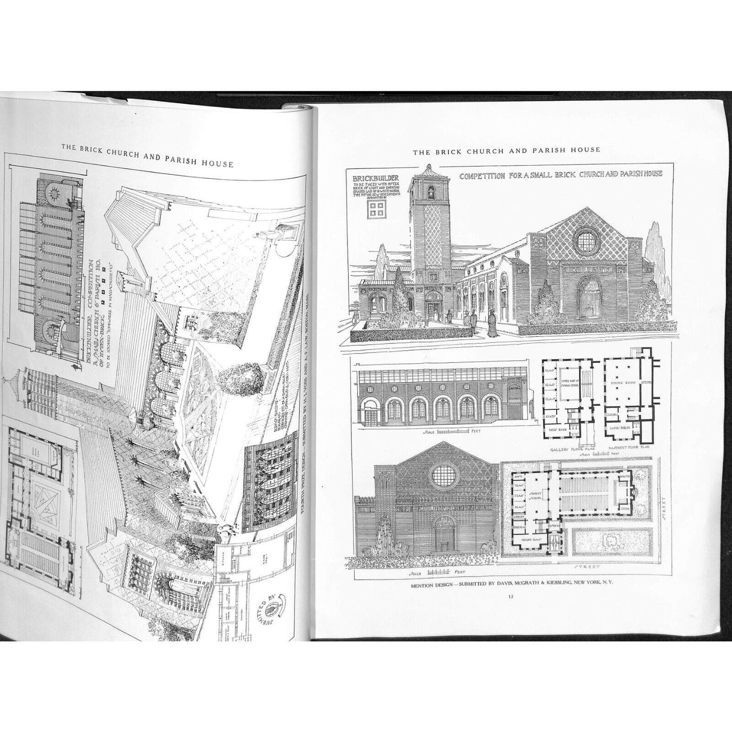 Scarce 1915 "The Brick Church and Parish House" 80pp. Large Format Designs