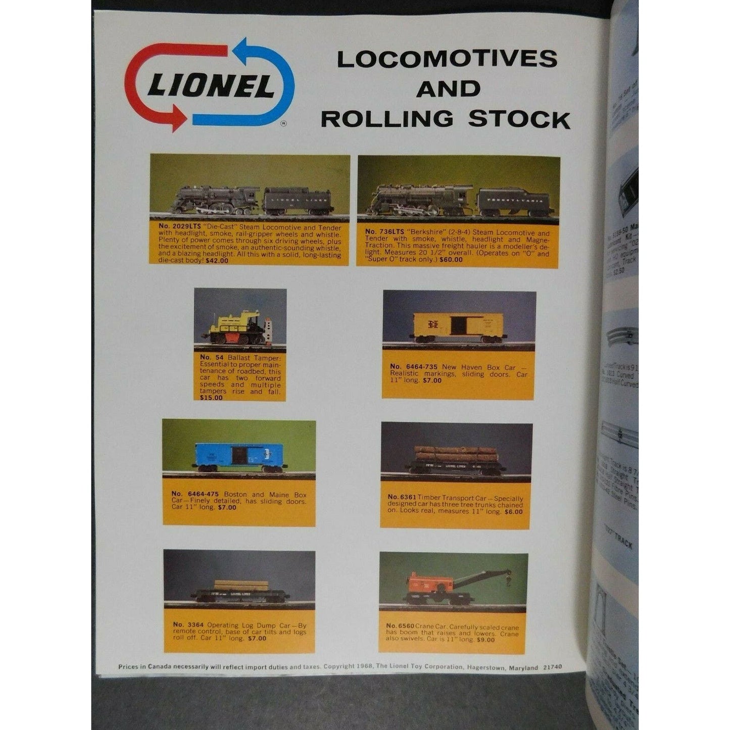 1968 Lionel Trains & Accessories "027" Steam Freight Fold Out Flyer