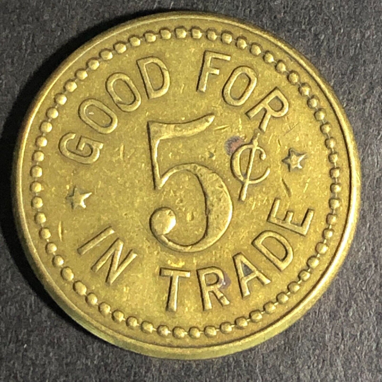 Wiley's Place - Hillsboro Oregon G/F 5c Brass Trade Token "W" 21mm