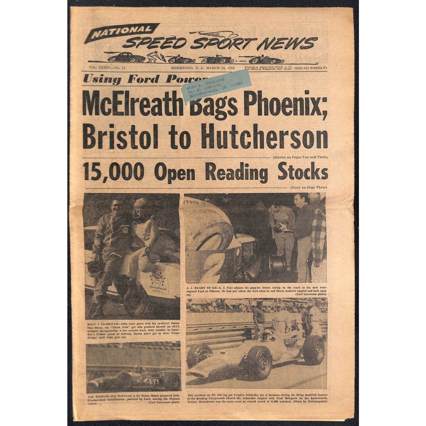 National Speed Sport News 3/23 1966 McElreath Wins Phoenix 150 Racing 15pp VGC