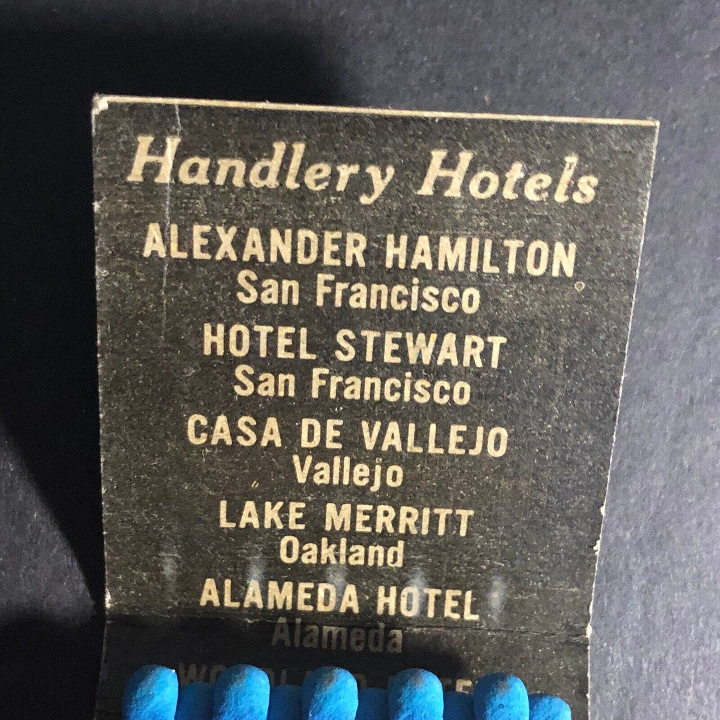 Handlery Hotels of California 20-Strike Full Matchbook c1940's-50's Very Scarce