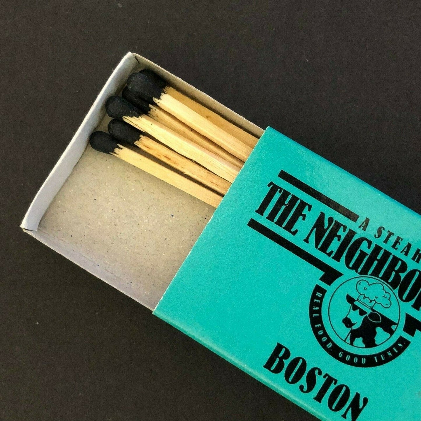 c1980's-90's Wooden Matchbox Matchbook "A Steak in the Neighborhood" Boston