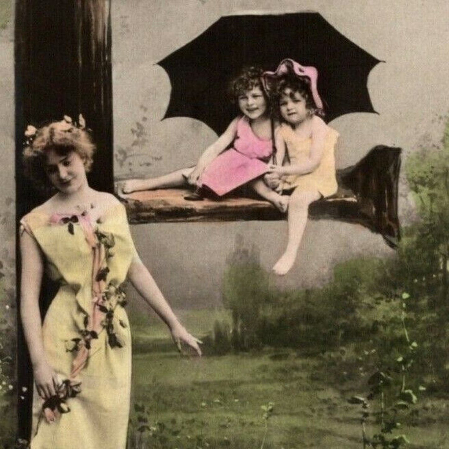 Scarce c1904 Vintage Large Letter Cyrillic Russian Monogram Postcard "Ye" Kids