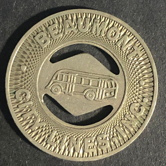 Beaumont City Lines Inc. G/F One Fare Brass Bus Token 22.7mm