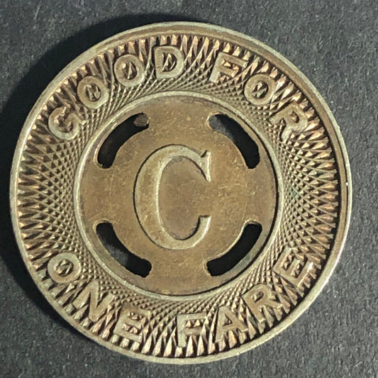 Canton City Lines Inc. "C" G/F One Fare Brass Transit Token -- 22.77mm