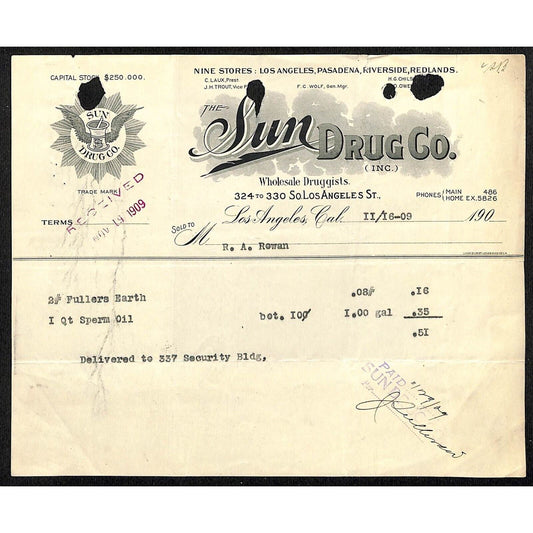 A.H. Busch Co. Plumbers Steam Supplies Los Angeles 1916 Letterhead R.A. Rowan