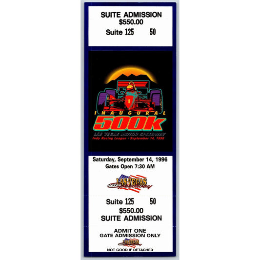 1996 Inaugural Las Vegas Motor Speedway IRL 500K Unused Suite Ticket #50 VGC