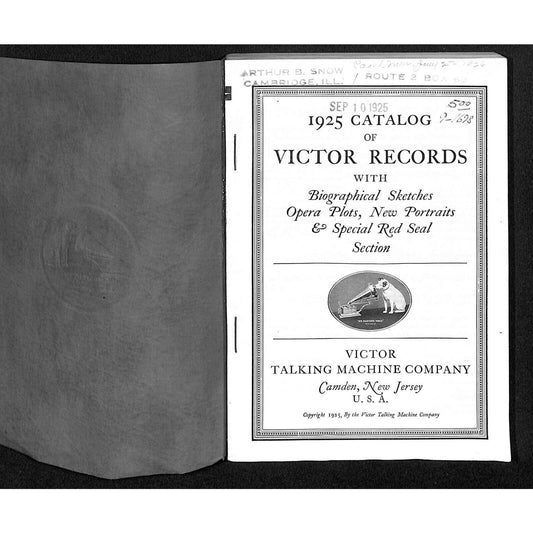 1925 Catalogue of Victor Records Talking Machine 200+pp w/ Red Seal Section