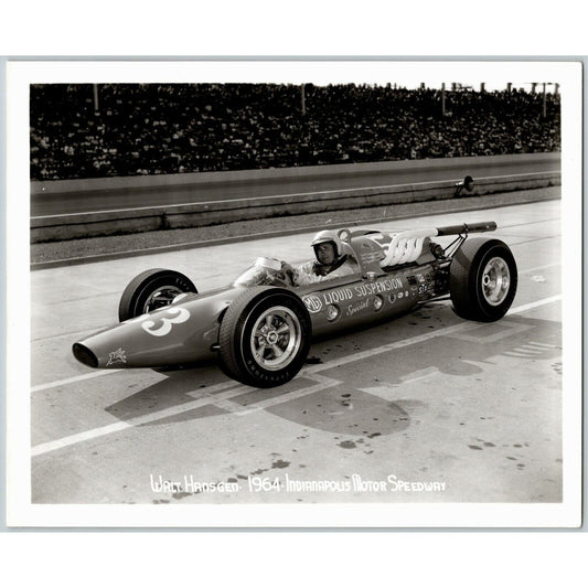 Indy 500 1964 Walt Hansgen Glossy 8x10 B&W Original Photo - Stamped