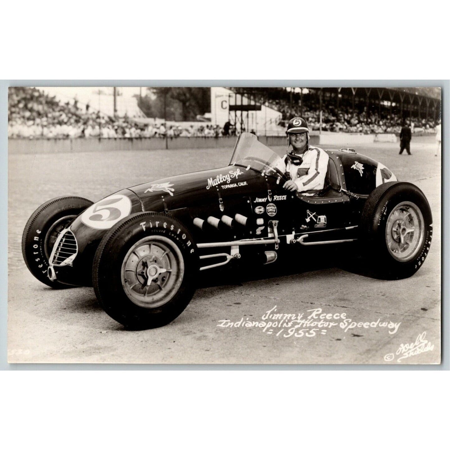 Indy 500 RPPC Postcard "1955 Jimmy Reece" Official Race Photo Unposted VGC