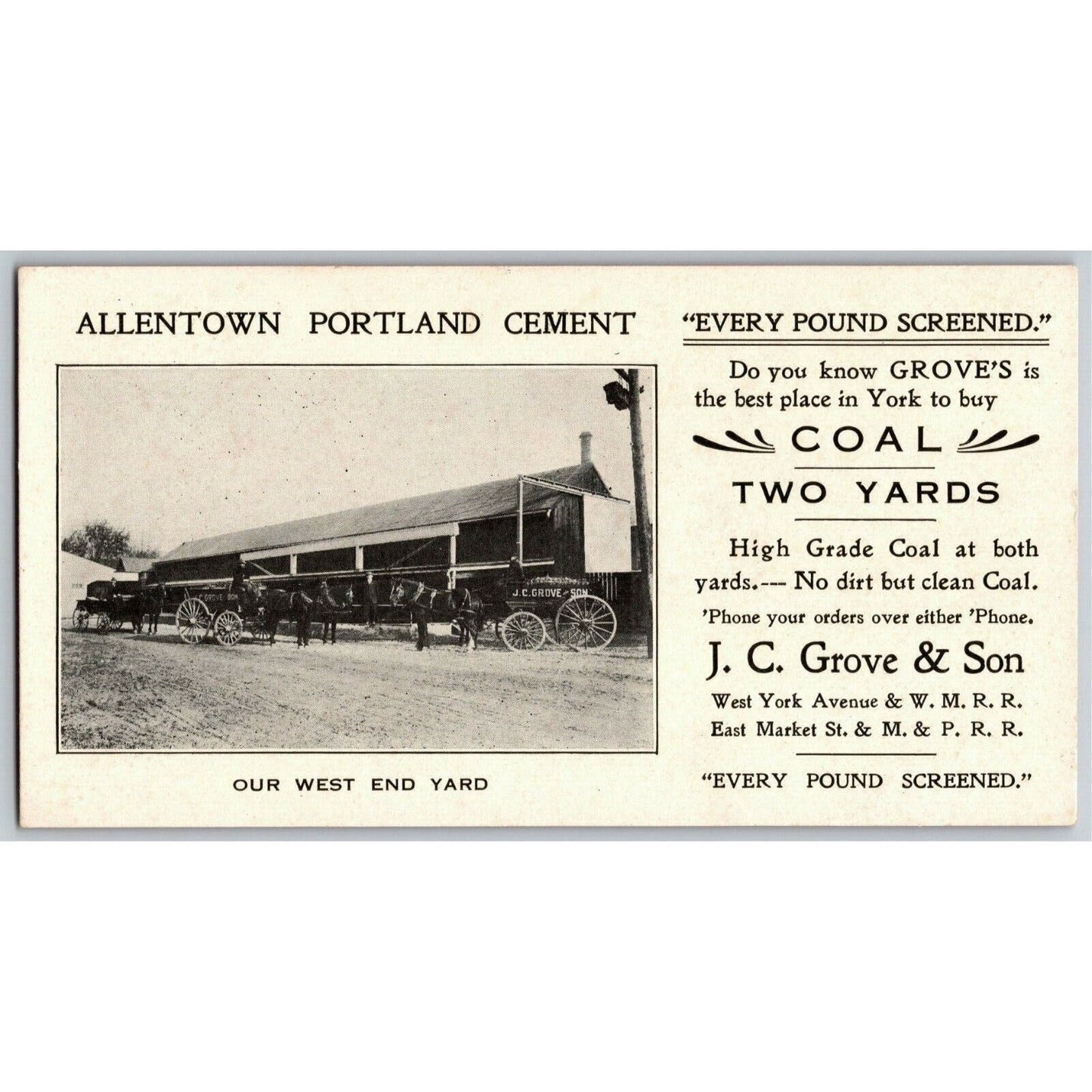 c1920's -1930's Ink Blotter Allentown Portland Cement / J.C. Grove & Sons Coal