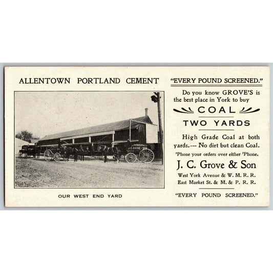 c1920's -1930's Ink Blotter Allentown Portland Cement / J.C. Grove & Sons Coal