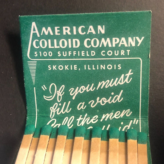 American Colloid Co. Skokie, IL Vintage Full Matchbook c1950's-60's Scarce VGC
