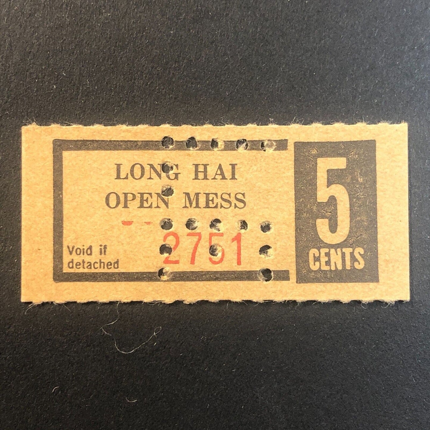 Long Hai Open Mess Vietnam U.S. Military 5 Cents Chit Trade Token #2751