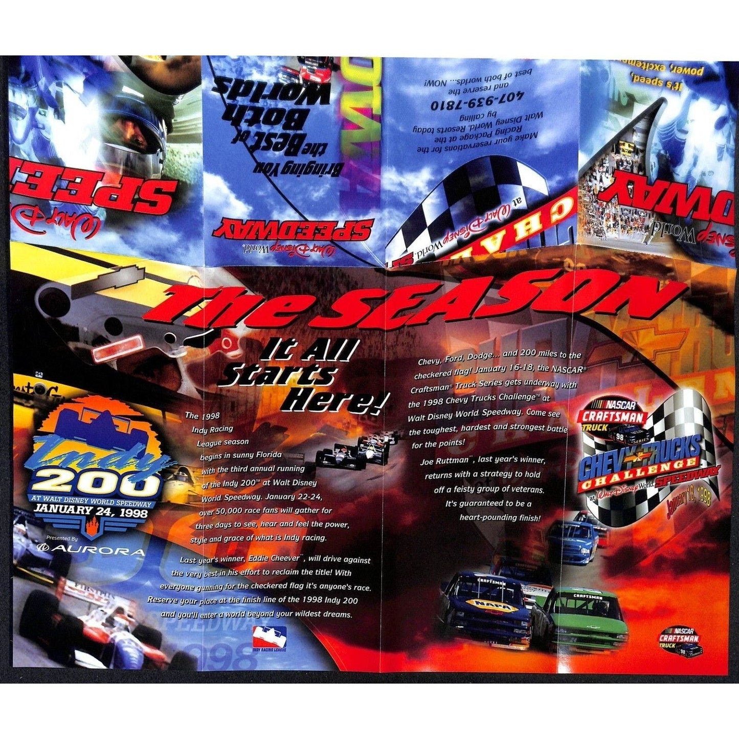 1998 Walt Disney World Speedway Indy 200 Ticket Brochure VGC Scarce 500
