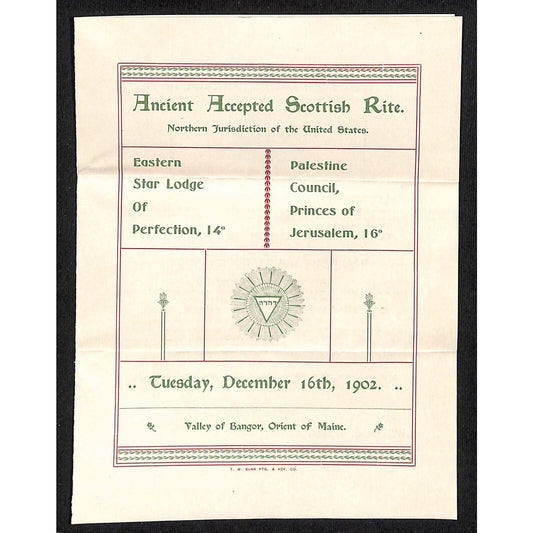 Newburgh, ME Amos W. Knowlton* 1902 Palestine Council Princes of Jerusalem Sheet
