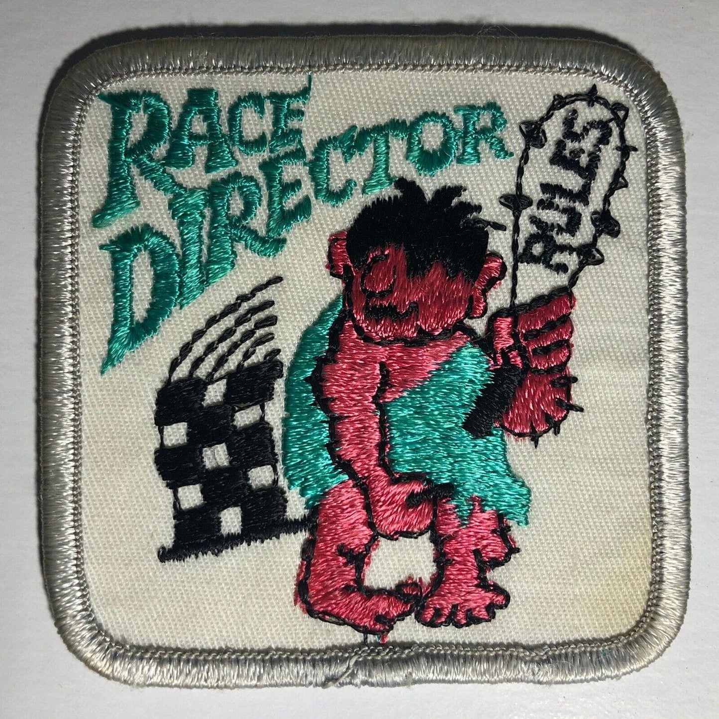 Race Director Vintage Embroidered Patch c1970's Spiked Club "Rules" Funny Racing