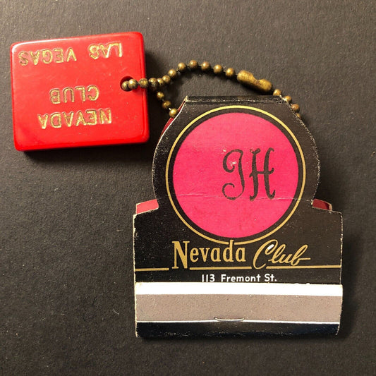 Nevada Club Las Vegas Casino Full Matchbook w/ "Chip" on Key Chain Scarce VGC